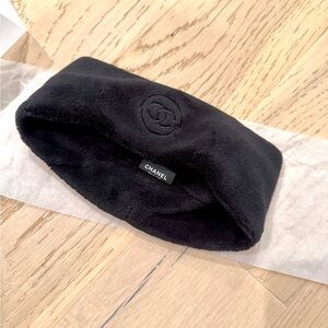 CHANEL Black Logo Skincare Hair Headband